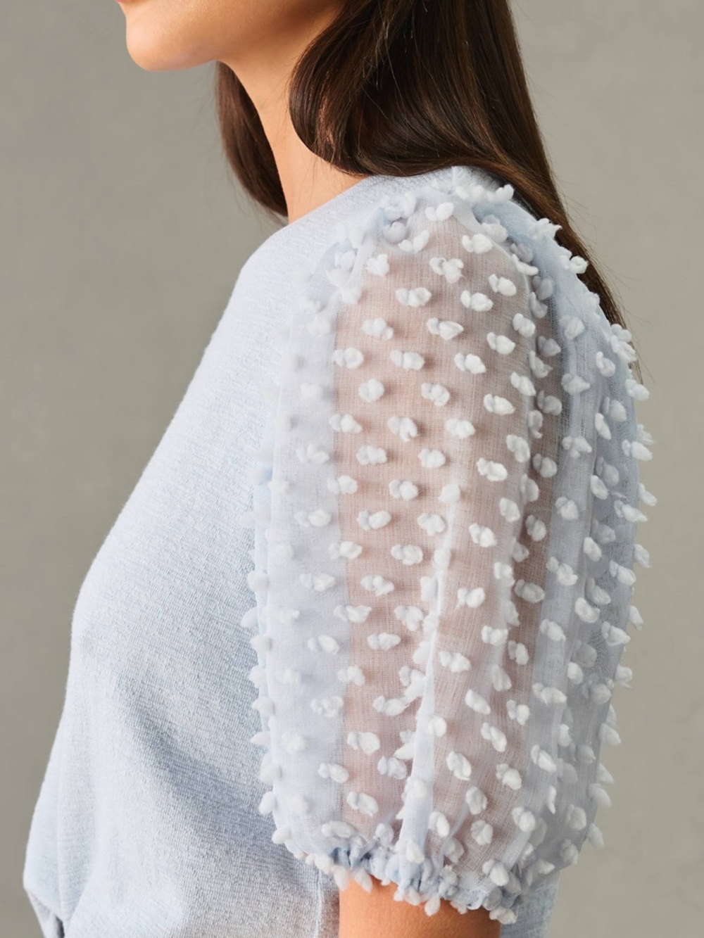 Maeve Anthropologie Woven Puff-Sleeve Top Light Blue - Picture 2 of 4